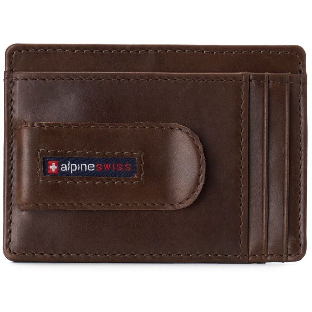 Alpine Swiss Mens RFID Safe Money Clip Wallet Minimalist ID Window Card Case FPW